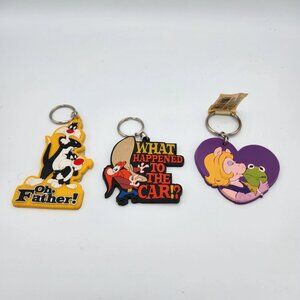 Vintage 1995 Applause Soft Vinyl Keychain Lot 3 Looney Tunes Warner Bros Muppets